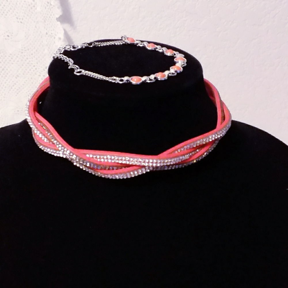 Fashion Leather Chocker Orange Bracelet